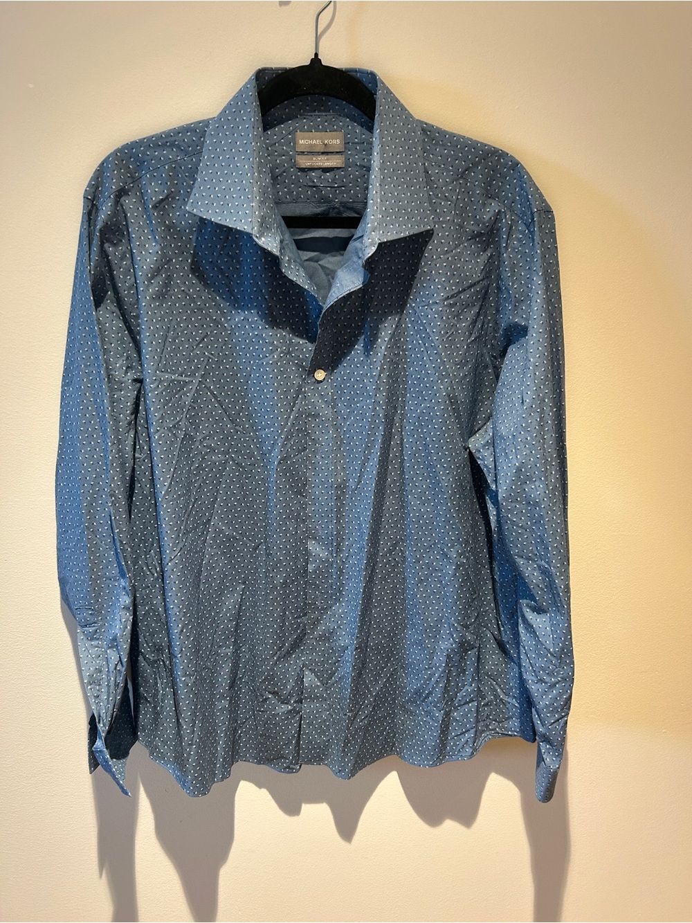 Michael Kors Men's Light Blue Microdot Dress Shirt